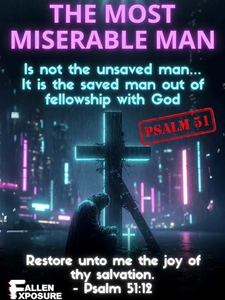 The most miserable man on earth is not the unsaved man — it is the saved man out of…: slide 1 of 8