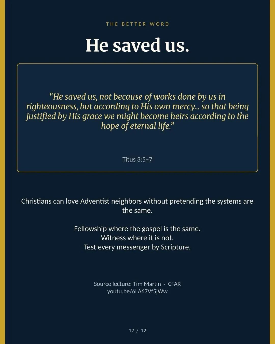 It’s not “they just go to church on Saturday.”: slide 12 of 13
